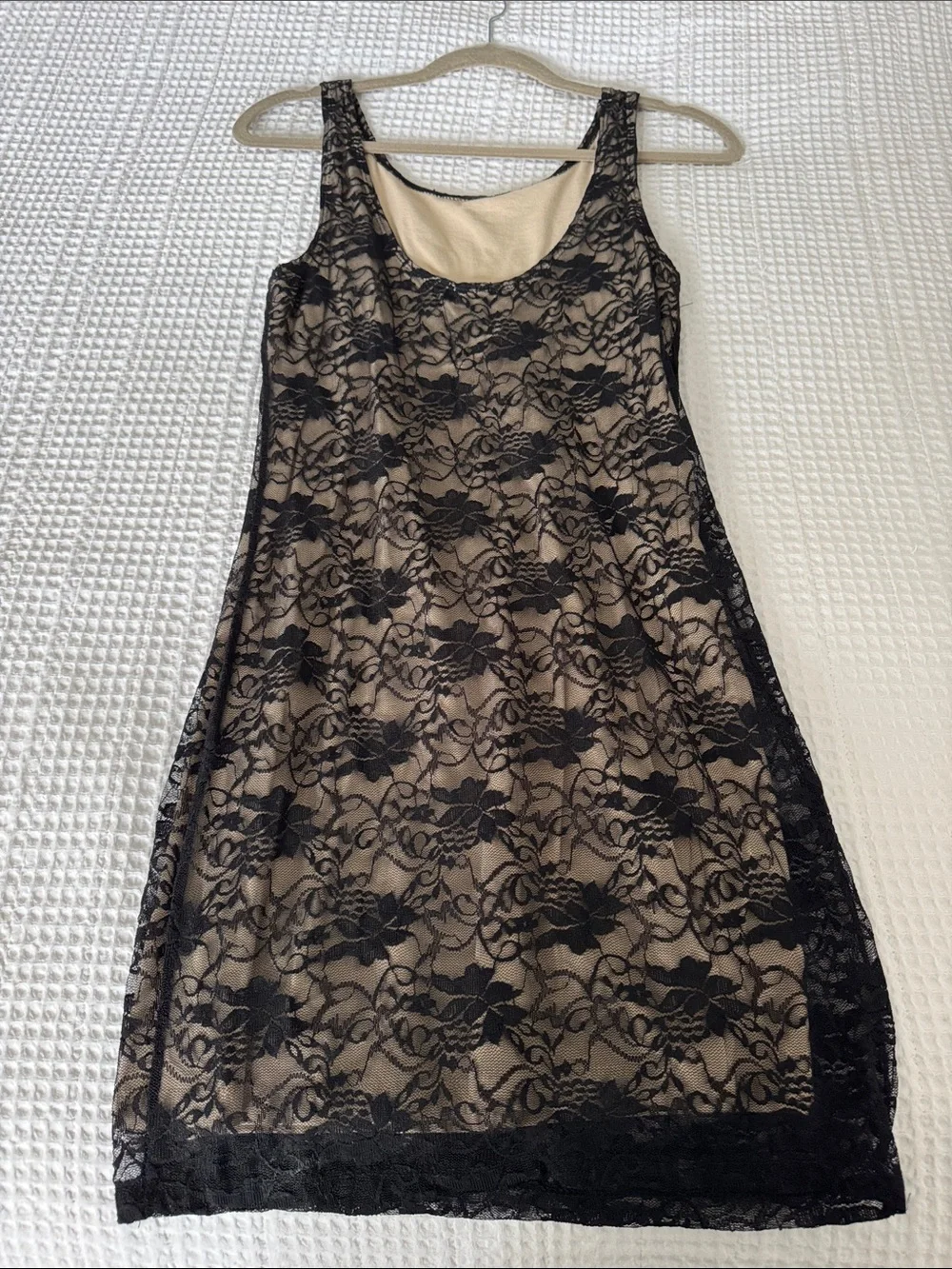 Love Culture Black Lace Overlay Dress with Nude Lining - Picture 2 of 3